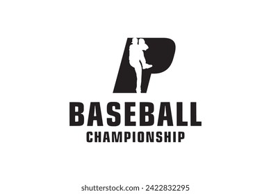 Unique and simple letter P baseball logo icon vector template. P and sportsman  combination icon