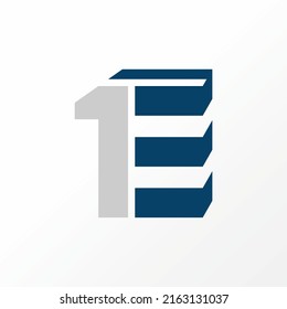 Letra o palabra única pero simple 1E es fuente serif en forma 3D imagen imagen icono gráfico diseño concepto abstracto material vector. Puede utilizarse como símbolo relacionado con el monograma o la