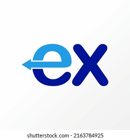 Unique and simple letter or word EX sans serif font with arrow back or turn image graphic icon logo design abstract concept vector stock. Can be used as a symbol related to initial or watermark