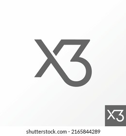 Unique but simple letter or word X3 cut connect sans serif font image graphic icon logo design abstract concept vector stock. Can be used as a symbol related to initial or monogram