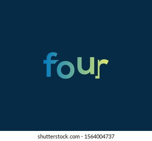 Unique and simple lettering FOUR logo concept