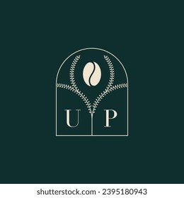 UP Unique and simple logo design combination of letters and coffee bean