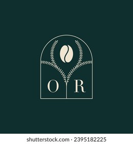 OR Unique and simple logo design combination of letters and coffee bean