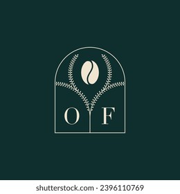 OF Unique and simple logo design combination of letters and coffee bean