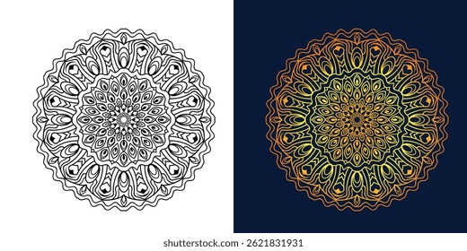 Unique, simple mandala art, mandala line art design