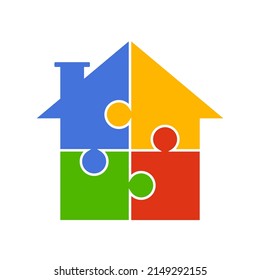 Unique and simple puzzle-shaped logo 