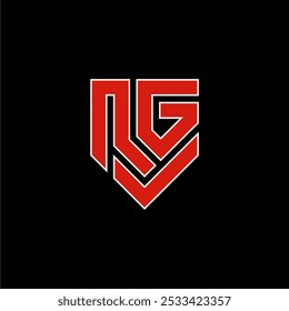 The unique and simple red NGV letter logo is suitable for logos, travel, travel agents, warehouses, pharmacies, gaming, electronics, sports shops, shoes and others