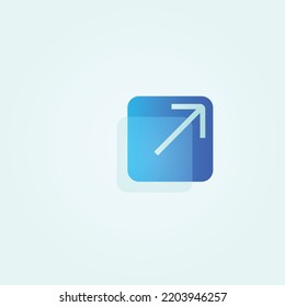 Unique and simple screen minimize icon in transparent blue and white color. This icon can be used on websites or applications on smartphones.