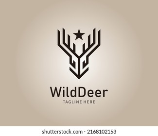 Einzigartiger, einfacher Stil Hirschkopf Logo-Vektorgrafik. Hirschkopf-Design-Element im Vintage-Stil für Logotype, Label, Badge, T-Shirts und anderes Design.