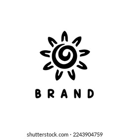 unique and simple sunflower logo. perfect for flower company logo.