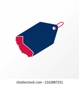Unique and simple tag brand or price with California state map image graphic icon logo design abstract concept vector stock. Can be used as a symbol related to shop or location