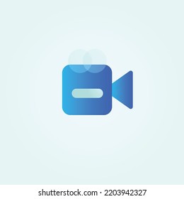 Unique and simple video recorder icon in transparent blue and white color. This icon can be used on a website or application on a smartphone.