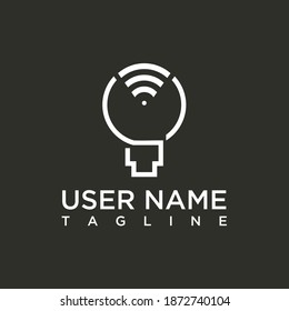 unique simple wifi combination lamp logo concept