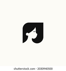unique simple woman silhouette logo .vector illustration for logo or icon