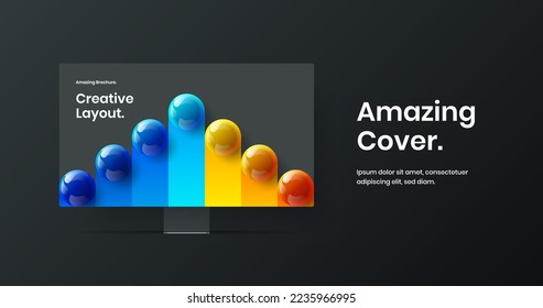 Unique site design vector concept. Amazing monitor mockup web project layout.