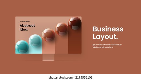 Unique Site Design Vector Layout. Original Computer Display Mockup Presentation Concept.