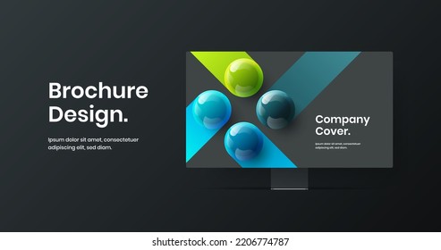 Unique Site Vector Design Concept. Original Computer Display Mockup Banner Template.