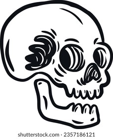 Unique skull. ideal for t-shirts, stickers and prints in general.