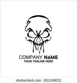 unique skull logo outline vector