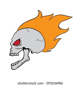 unique skull on fire