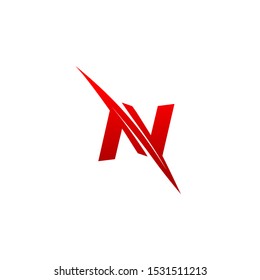 Unique and sliced initial letter N logo