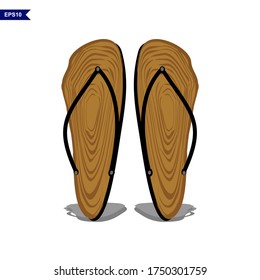 Unique Slippers design with wood grain pattern. Vector illustration
