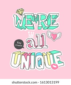 unique slogan with color cute icons illustration