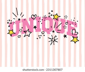 Unique slogan print - Colorful cute calligraphy, heart,star  text illustration for kids - girl hoodie, tee - t shirt and sticker