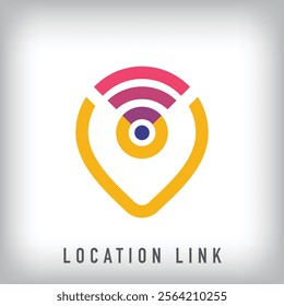 Unique smart connection location sign logo. technological location concept template design.