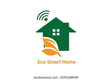 Unique Smart home with leaf logo,ECO HOME,RETAIL LOGO, GLOSSARY LOGO, SUSTAINABLE ECO HOME,