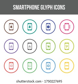 Unique smartphone vector glyph icon set