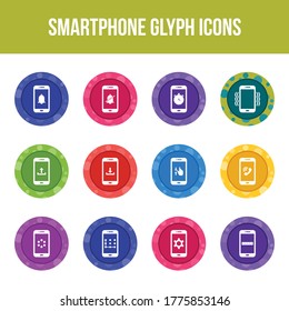 Unique smartphone vector glyph icon set