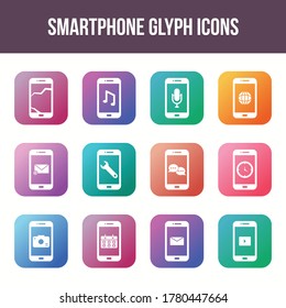 Unique smartphone vector glyph icon set