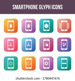 Unique smartphone vector glyph icon set