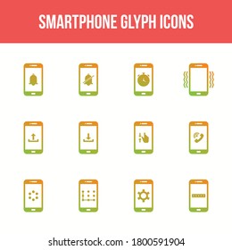Unique smartphone vector glyph icon set