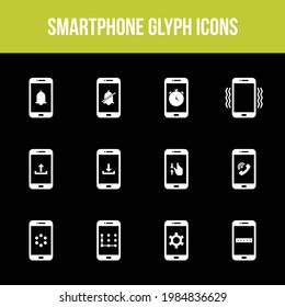 Unique smartphone vector glyph icon set