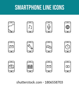 Unique smartphone vector line icon set