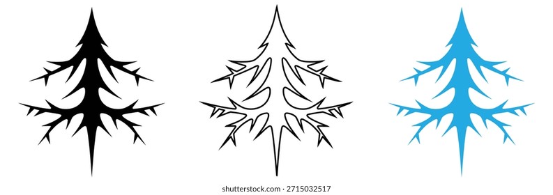 Unique snowflake designs in black and blue,Set of Snowflakes Christmas design vector. Snowflakes icons. Snow icon set.