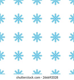 Unique Snowflake white and blue seamless pattern for web design. Vector symbol