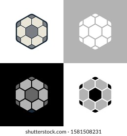 Unique soccer ball logo template, hexagon shape football icon design - Vector