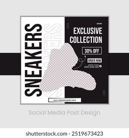 Modelo único de cartaz de mídia social para sapato ou sneaker quadrado Banner Shoe Template