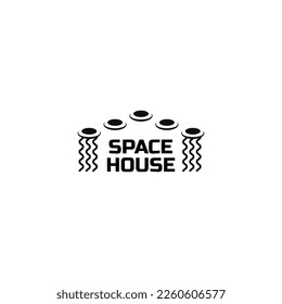 einzigartige Space House Logo Vektordesign Inspiration Ideen. Galaxy künftige Immobilien-Logo-Design, Vektorvorlage mit modernen, einfachen und hipster Stilen einzeln auf weißem Hintergrund. 