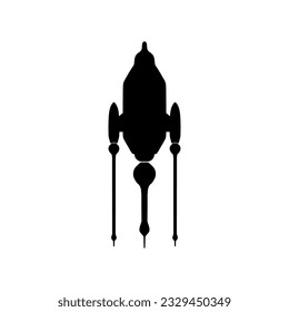 Unique spaceship and rocket silhouette icon templates for embark on cosmic adventures. Trendy vector illustration design style. Editable graphic resources for multi purposes.