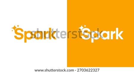 Unique spark logo design template illustration. Spark logo lettering typography concept vector design with sparkling star icon graphic symbol with creative negative space