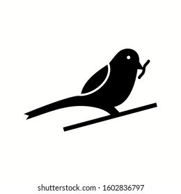 Unique Sparrow Eating insect Vector Glyph Icon