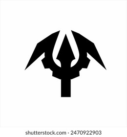 Diseño único del logotipo de la lanza con los Elementos del engranaje,