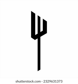 Unique spear logo design with three spearheads. Trident spear logo