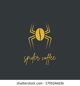 Unique Spider Coffee logo template vector object for your product or business. Logo mark, icon or badge Design. Luxury style illustration.