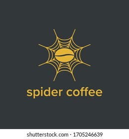 Unique Spider Coffee logo template with web illustration vector object for your product or business. Logo mark, icon or badge Design. Luxury style illustration.