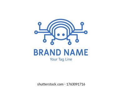 Unique Spider Tech Logo in Blue Color